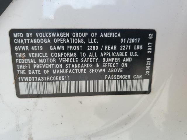 2017 VOLKSWAGEN PASSAT R-L - 1VWDT7A37HC050511