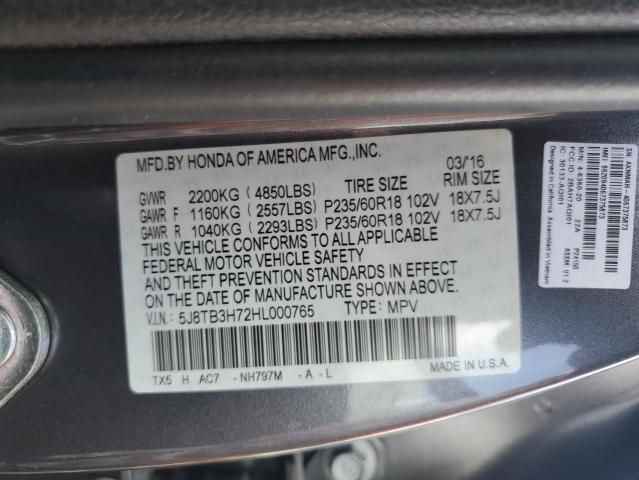 2017 ACURA RDX ADVANC 5J8TB3H72HL000765