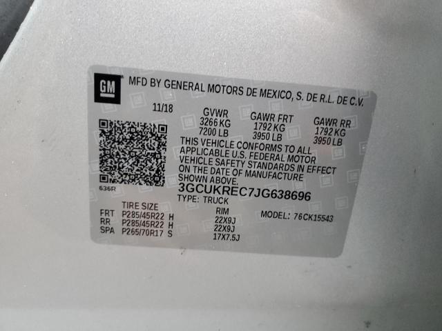 2018 CHEVROLET SILVERADO 3GCUKREC7JG638696