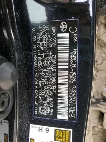 2020 TOYOTA PRIUS L JTDKARFU6L3115953