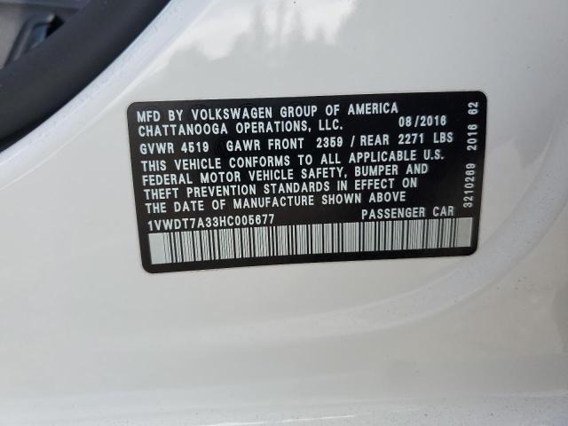 2017 VOLKSWAGEN PASSAT R-L - 1VWDT7A33HC005677