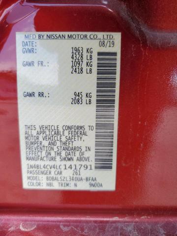 2020 NISSAN ALTIMA SR 1N4BL4CV4LC141791