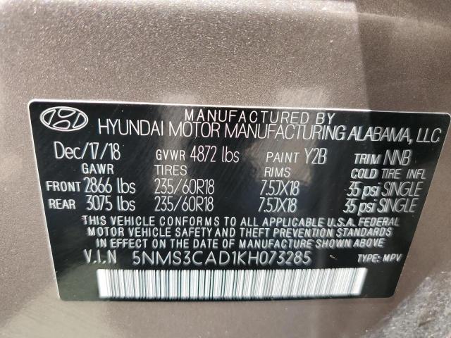 2019 HYUNDAI SANTA FE S - 5NMS3CAD1KH073285