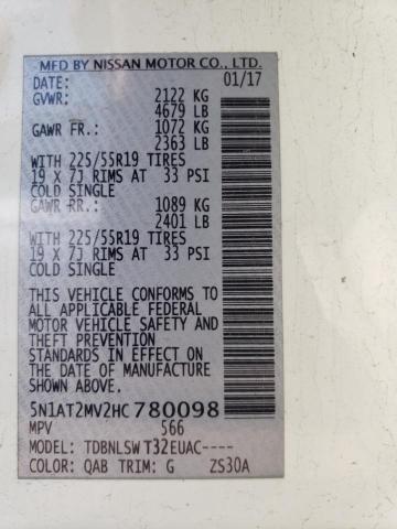 2017 NISSAN ROGUE SV - 5N1AT2MV2HC780098