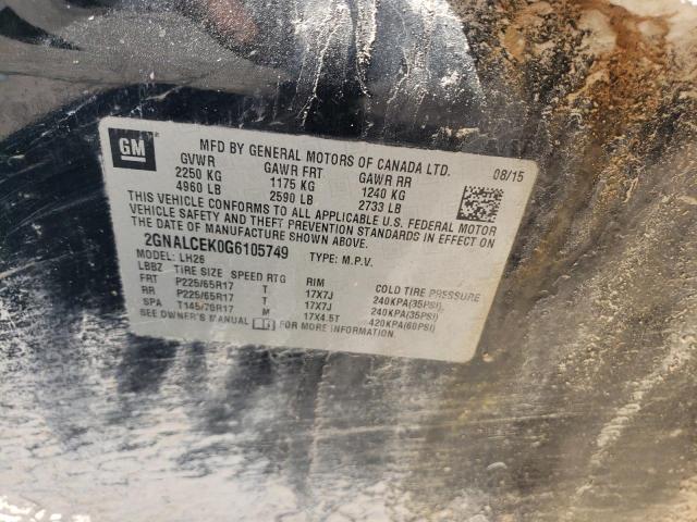 2016 CHEVROLET EQUINOX LT - 2GNALCEK0G6105749