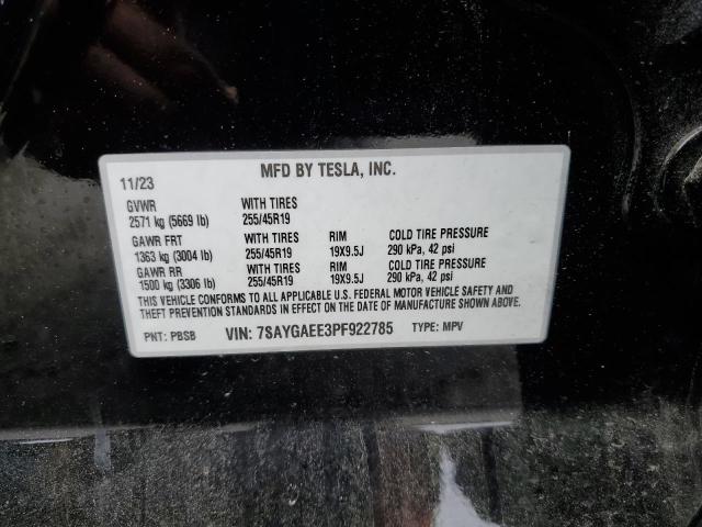 2023 TESLA MODEL Y 7SAYGAEE3PF922785