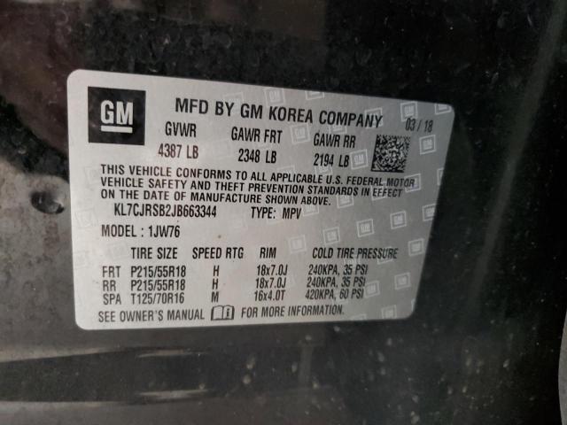 2018 CHEVROLET TRAX PREMI KL7CJRSB2JB663344