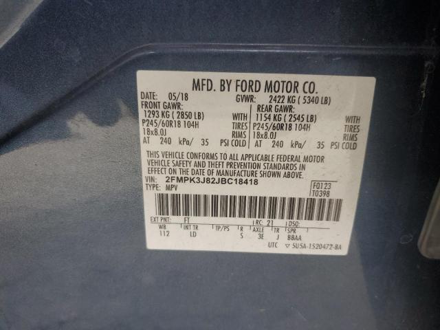 2018 FORD EDGE SEL 2FMPK3J82JBC18418