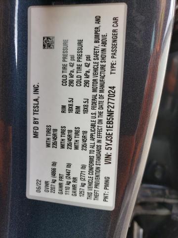 2022 TESLA MODEL 3 - 5YJ3E1EB5NF277024