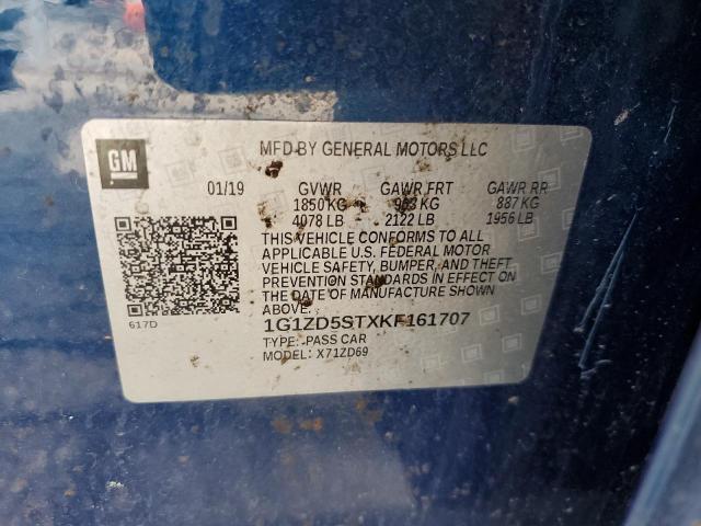 2019 CHEVROLET MALIBU LT - 1G1ZD5STXKF161707