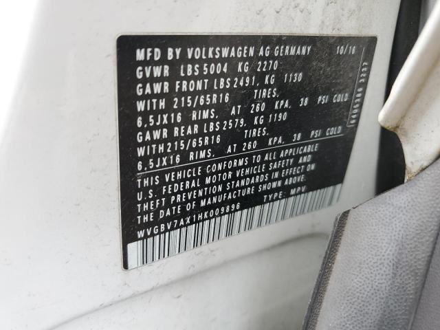 2017 VOLKSWAGEN TIGUAN S WVGBV7AX1HK009896