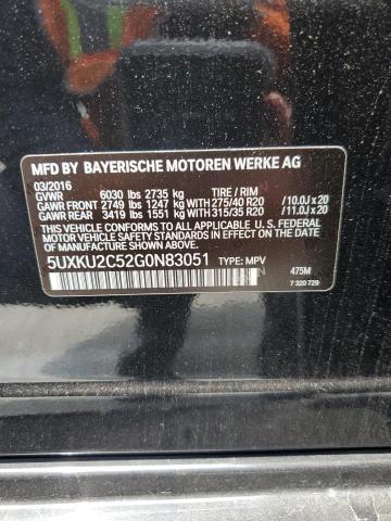 2016 BMW X6 XDRIVE3 5UXKU2C52G0N83051