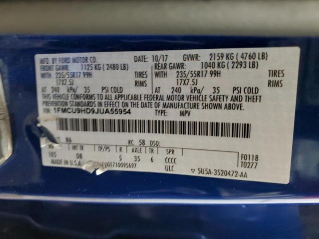 2018 FORD ESCAPE SEL - 1FMCU9HD9JUA55954