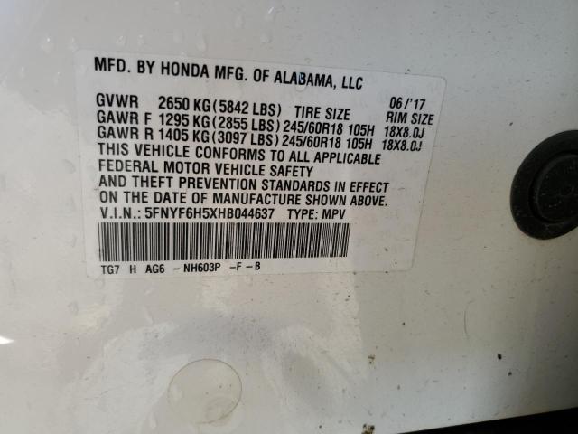 2017 HONDA PILOT EXL - 5FNYF6H5XHB044637