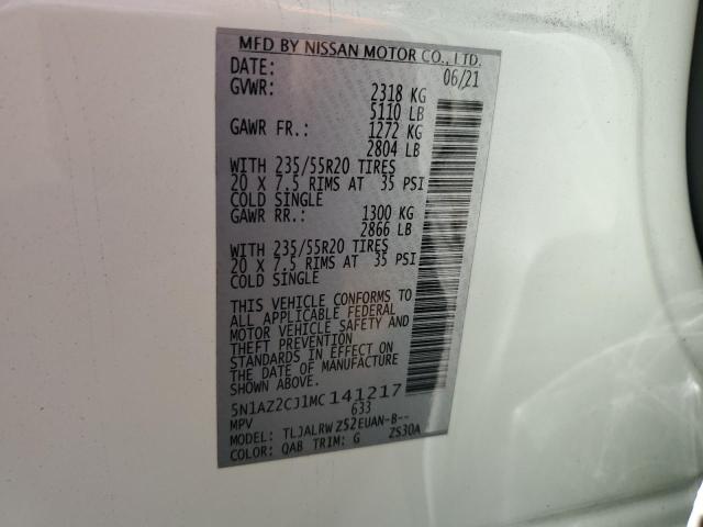 2021 NISSAN MURANO SL 5N1AZ2CJ1MC141217