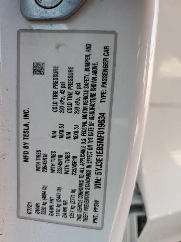 2021 TESLA MODEL 3 5YJ3E1EB5MF019634