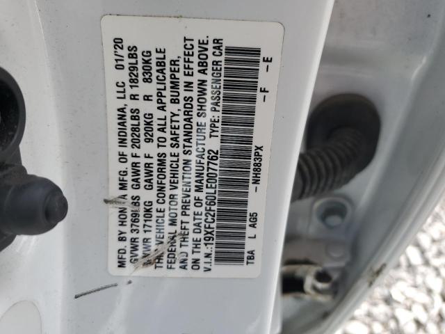 2020 HONDA CIVIC LX 19XFC2F60LE007762
