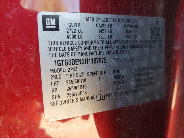 2017 GMC CANYON SLT 1GTG6DEN2H1187675