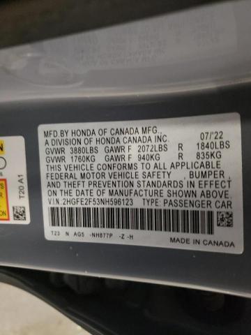 2022 HONDA CIVIC SPOR - 2HGFE2F53NH596123