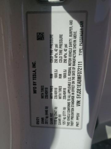 2021 TESLA MODEL 3 - 5YJ3E1EA8MF072111