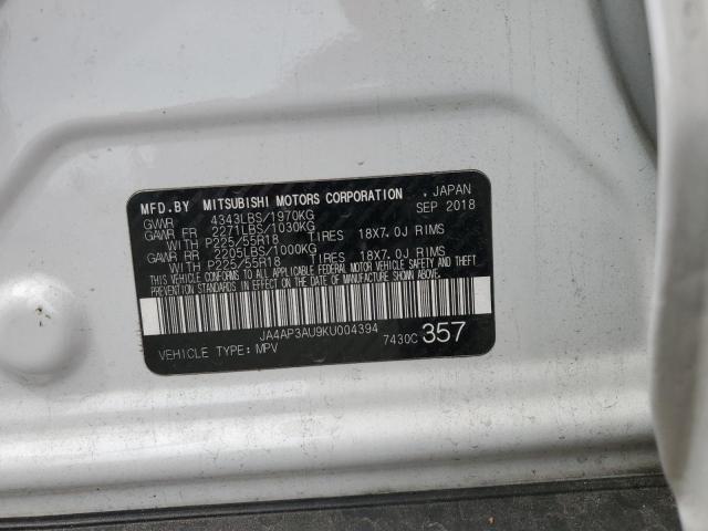 2019 MITSUBISHI OUTLANDER - JA4AP3AU9KU004394