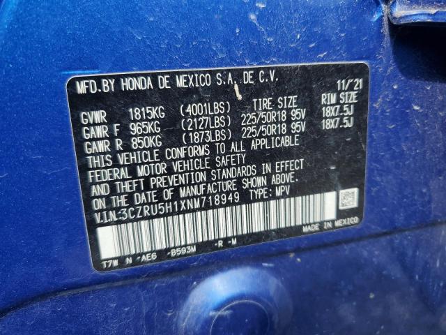 2022 HONDA HR-V SPORT 3CZRU5H1XNM718949