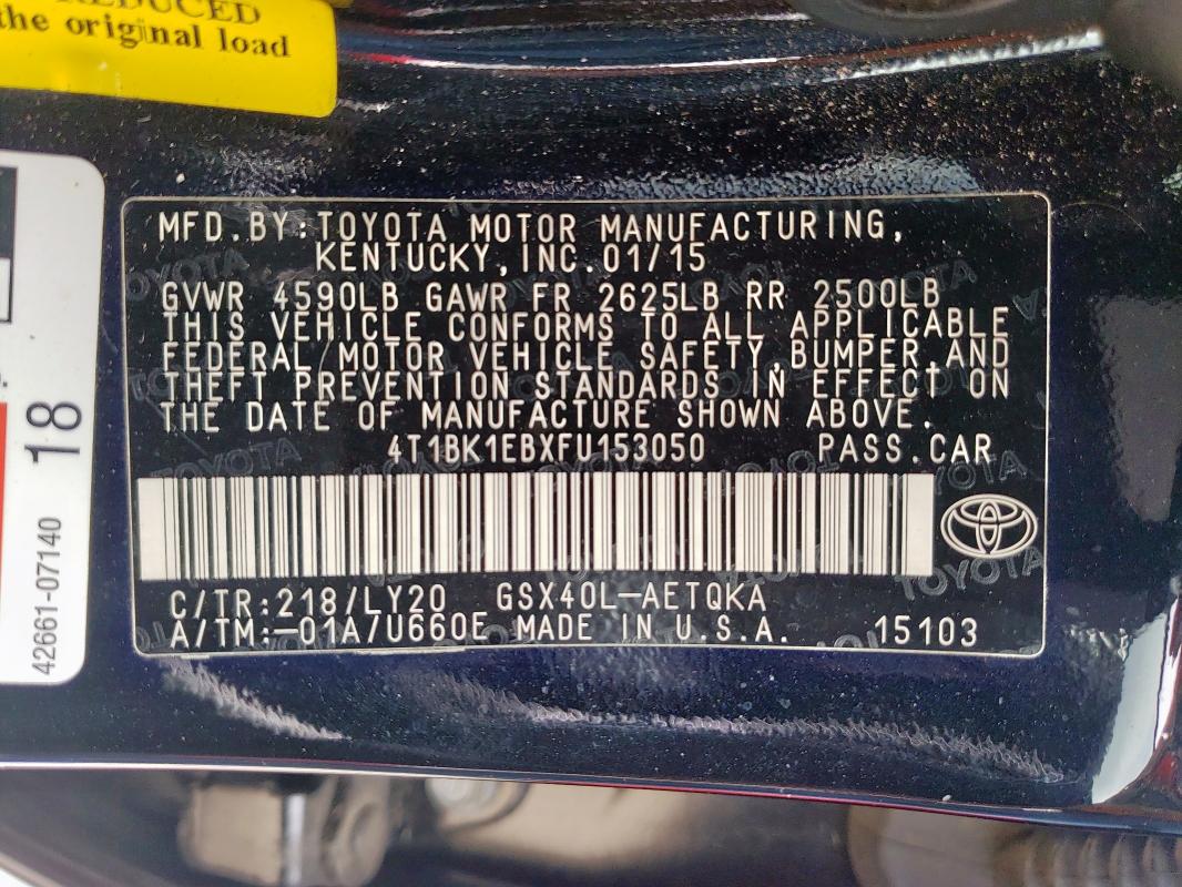 2015 TOYOTA AVALON XLE - 4T1BK1EBXFU153050