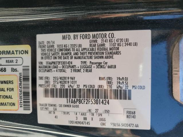 2015 FORD MUSTANG GT - 1FA6P8CF2F5301424