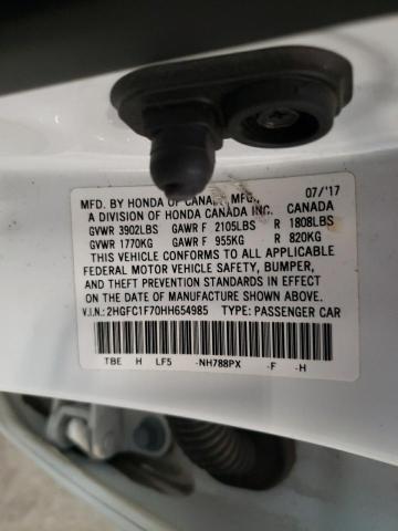 2017 HONDA CIVIC EXL 2HGFC1F70HH654985