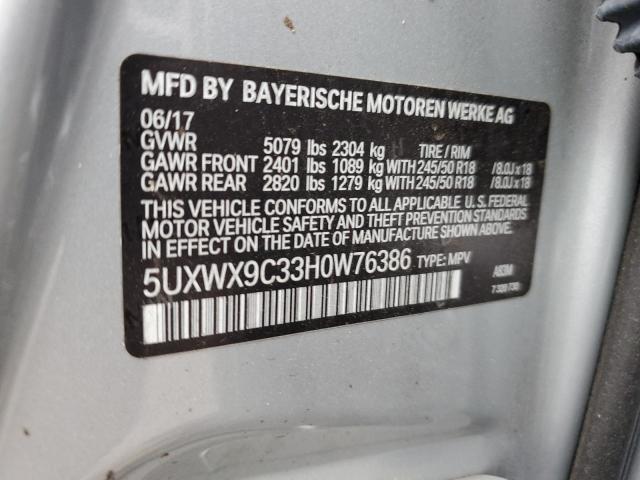 2017 BMW X3 XDRIVE2 5UXWX9C33H0W76386