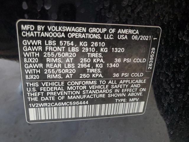 2021 VOLKSWAGEN ATLAS SE - 1V2WR2CA6MC596444