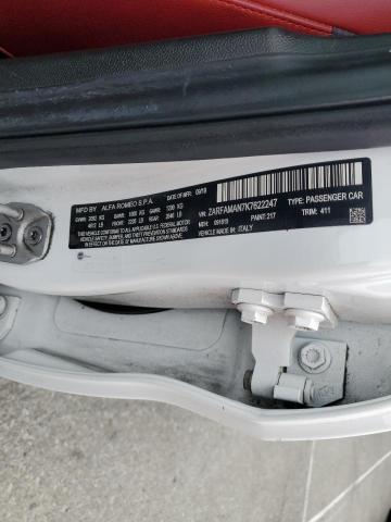 2019 ALFA ROMEO GIULIA ZARFAMAN7K7622247