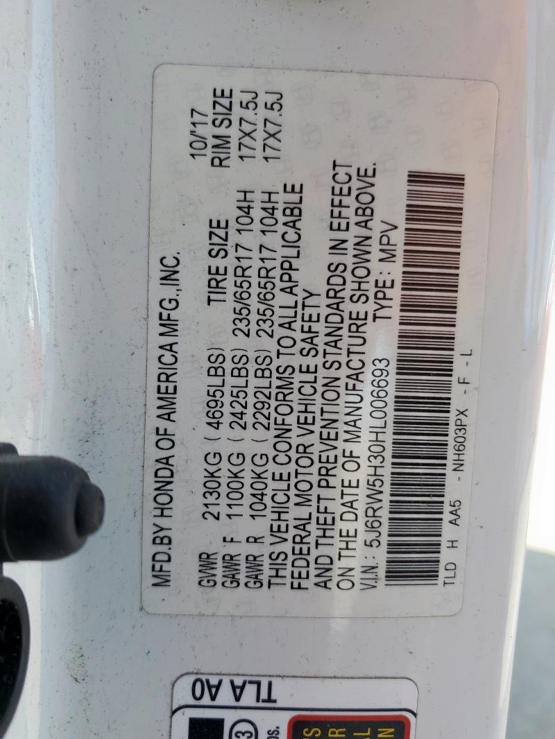 2017 HONDA CR-V LX 5J6RW5H30HL006693