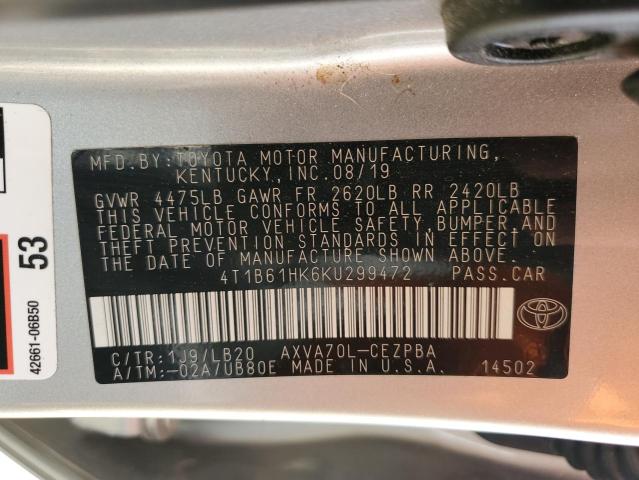 2019 TOYOTA CAMRY XSE - 4T1B61HK6KU299472