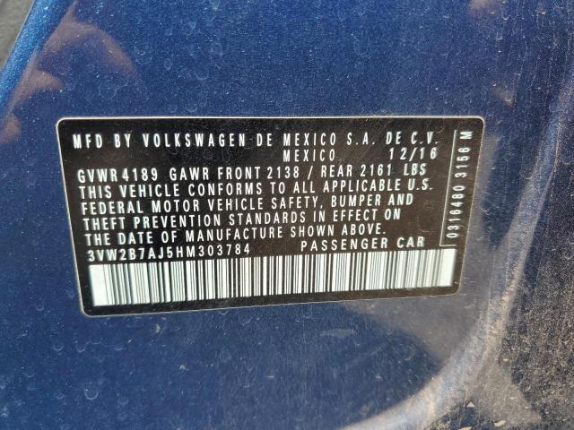 2017 VOLKSWAGEN JETTA S 3VW2B7AJ5HM303784