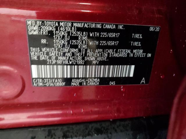 2020 TOYOTA RAV4 XLE - 2T3P1RFV8LW121992