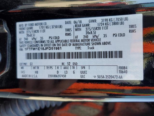 2018 FORD F150 SUPER - 1FTFW1E18JFD51981