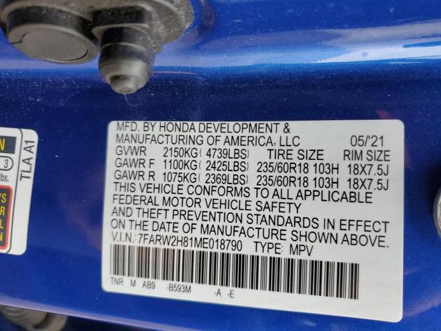2021 HONDA CR-V EXL - 7FARW2H81ME018790