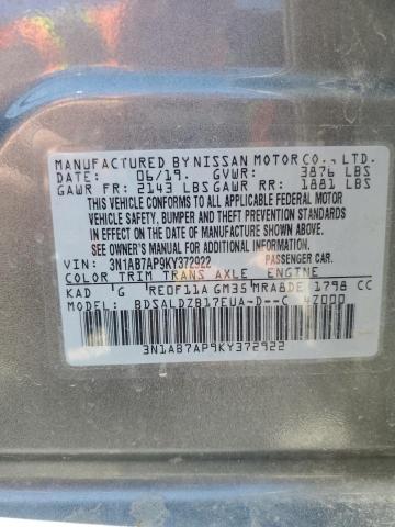 2019 NISSAN SENTRA S 3N1AB7AP9KY372922