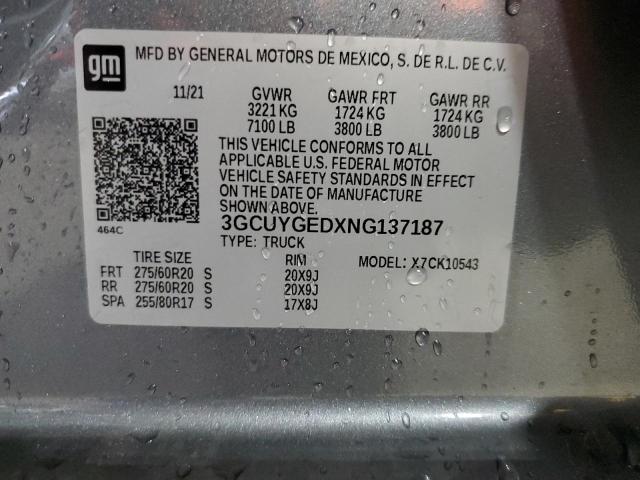 2022 CHEVROLET SILVERADO - 3GCUYGEDXNG137187