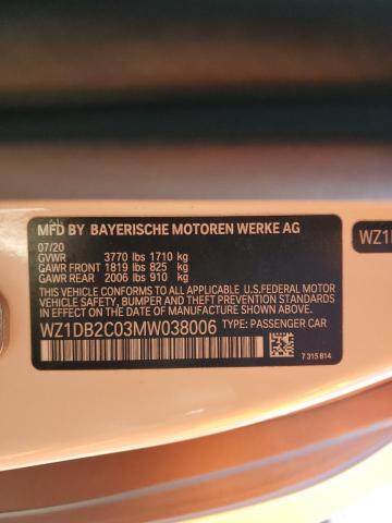 2021 TOYOTA SUPRA WZ1DB2C03MW038006