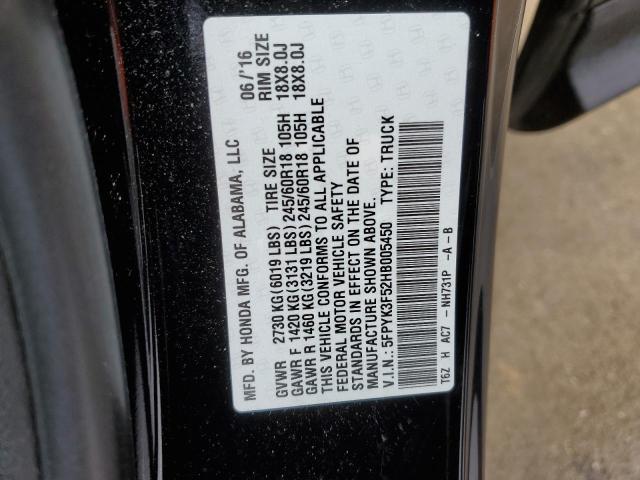 2017 HONDA RIDGELINE 5FPYK3F52HB005450