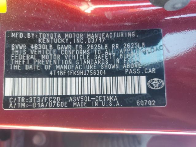2017 TOYOTA CAMRY LE/S 4T1BF1FK9HU756304