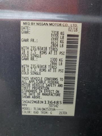 2018 NISSAN MURANO S - 5N1AZ2MG8JN136485