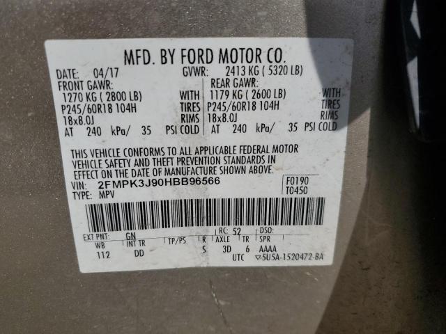 2017 FORD EDGE SEL - 2FMPK3J90HBB96566