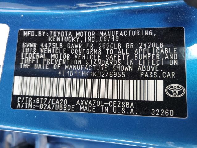 2019 TOYOTA CAMRY L - 4T1B11HK1KU276955