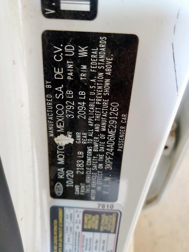 2021 KIA FORTE FE - 3KPF24AD6ME291260