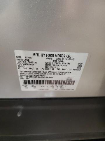 2018 FORD EXPLORER L 1FM5K8F84JGC38546