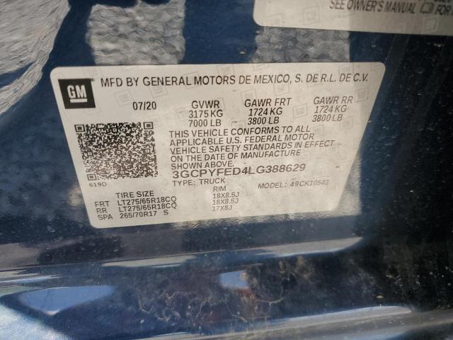 2020 CHEVROLET SILVERADO - 3GCPYFED4LG388629