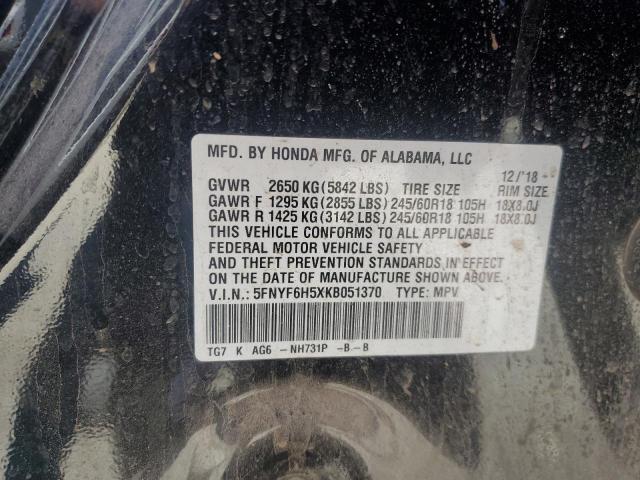 2019 HONDA PILOT EXL 5FNYF6H5XKB051370
